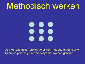 Methodisch werken Je moet alle negen cirkels verbinden