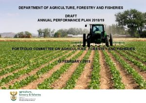 DEPARTMENT OF AGRICULTURE FORESTRY AND FISHERIES DRAFT ANNUAL