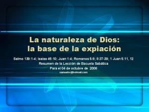 La naturaleza de Dios la base de la