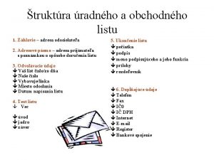 truktra radnho a obchodnho listu 1 Zhlavie adresa