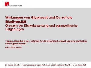 Wirkungen Glyphosat Coherangezogen auf die Ich habe die