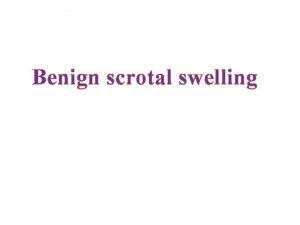 Benign scrotal swelling Outline Anatomy of the scrotum