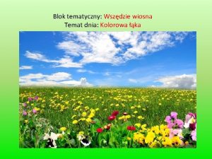 Blok tematyczny Wszdzie wiosna Temat dnia Kolorowa ka