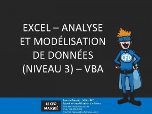 EXCEL ANALYSE ET MODLISATION DE DONNES NIVEAU 3