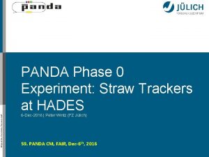 Mitglied der HelmholtzGemeinschaft PANDA Phase 0 Experiment Straw