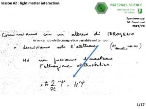 lesson 2 light matter interaction Spectroscopy M Casalboni