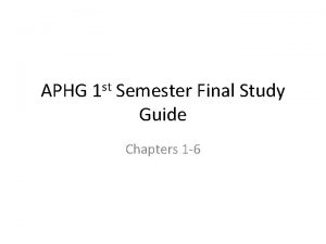 APHG 1 st Semester Final Study Guide Chapters