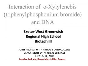 Interaction of oXylylenebis triphenylphosphonium bromide and DNA ExeterWest