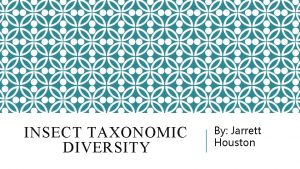 INSECT TAXONOMIC DIVERSITY By Jarrett Houston INSECT ORDERS