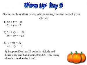 Solve each system of equations using the method