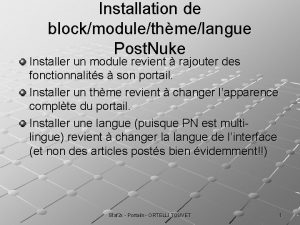 Installation de blockmodulethmelangue Post Nuke Installer un module