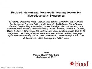 Revised International Prognostic Scoring System for Myelodysplastic Syndromes