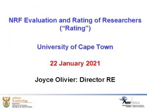 NRF Evaluation and Rating of Researchers Rating University