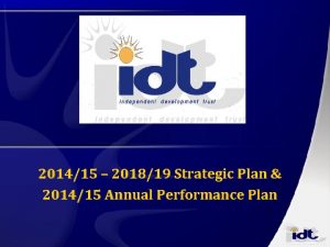 201415 201819 Strategic Plan 201415 Annual Performance Plan