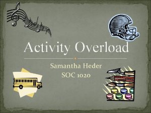 Activity Overload Samantha Heder SOC 1020 Table of