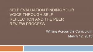 SELF EVALUATION FINDING YOUR VOICE THROUGH SELF REFLECTION