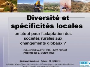 Diversit et spcificits locales un atout pour ladaptation