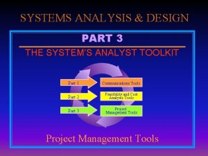 SYSTEMS ANALYSIS DESIGN PART 3 THE SYSTEMS ANALYST