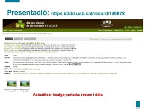 Presentaci https ddd uab catrecord146878 Actualitzar imatge portada