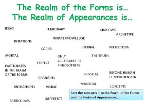 The Realm of the Forms is The Realm The Realm of the Forms is The Realm