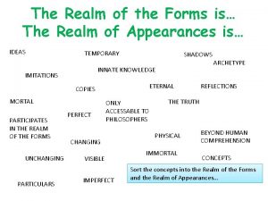 The Realm of the Forms is The Realm