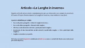 Articolo Le Langhe in inverno Questo articolo mi