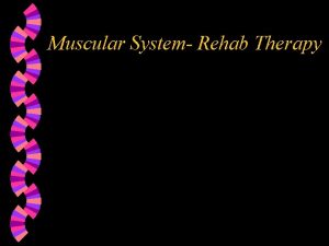 Muscular System Rehab Therapy MUSCULAR SYSTEM w If