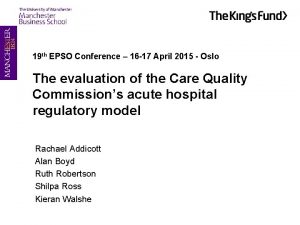 19 th EPSO Conference 16 17 April 2015