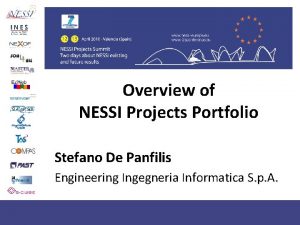 Overview of NESSI Projects Portfolio Stefano De Panfilis