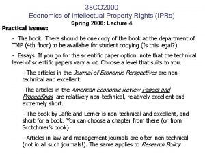 38 CO 2000 Economics of Intellectual Property Rights