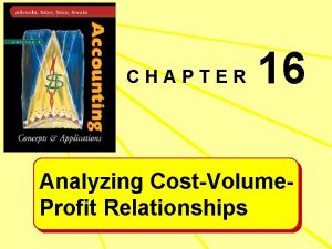 CHAPTER 16 Analyzing CostVolume Profit Relationships Learning Objective
