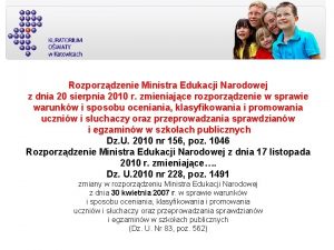 Rozporzdzenie Ministra Edukacji Narodowej z dnia 20 sierpnia