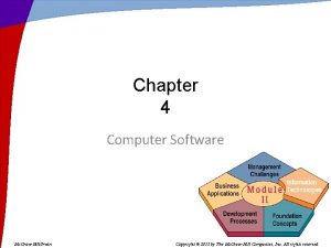 Chapter 4 Computer Software Mc GrawHillIrwin Copyright 2011