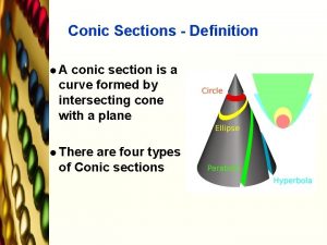 Conic Sections Definition l A conic section is