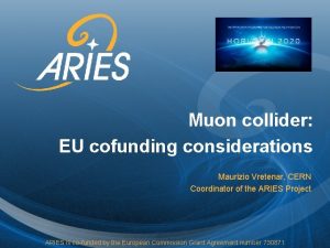 Muon collider EU cofunding considerations Maurizio Vretenar CERN