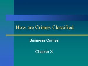 How are Crimes Classified Business Crimes Chapter 3