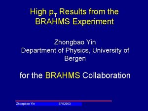 High p T Results from the BRAHMS Experiment
