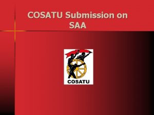 COSATU Submission on SAA Introduction Welcome Parliamentary Intervention