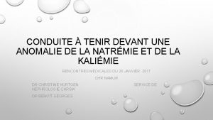 CONDUITE TENIR DEVANT UNE ANOMALIE DE LA NATRMIE