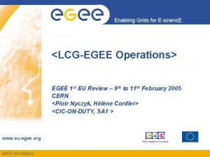 Enabling Grids for Escienc E LCGEGEE Operations EGEE