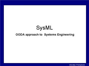 Sys ML OODA approach to Systems Engineering Goals