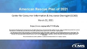 American Rescue Plan of 2021 Center for Consumer