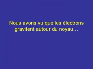 Nous avons vu que les lectrons gravitent autour