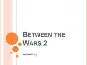 BETWEEN THE WARS 2 World History THE 1920S