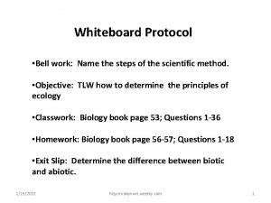 Whiteboard Protocol Bell work Name the steps of