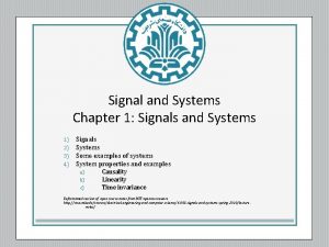 Signal and Systems Chapter 1 Signals and Systems