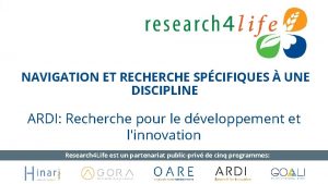 NAVIGATION ET RECHERCHE SPCIFIQUES UNE DISCIPLINE ARDI Recherche