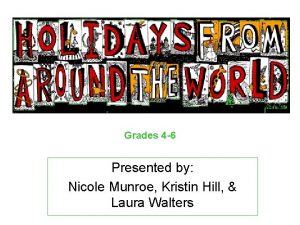 Grades 4 6 Presented by Nicole Munroe Kristin