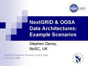 Next GRID OGSA Data Architectures Example Scenarios Stephen