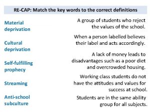 RECAP Match the key words to the correct